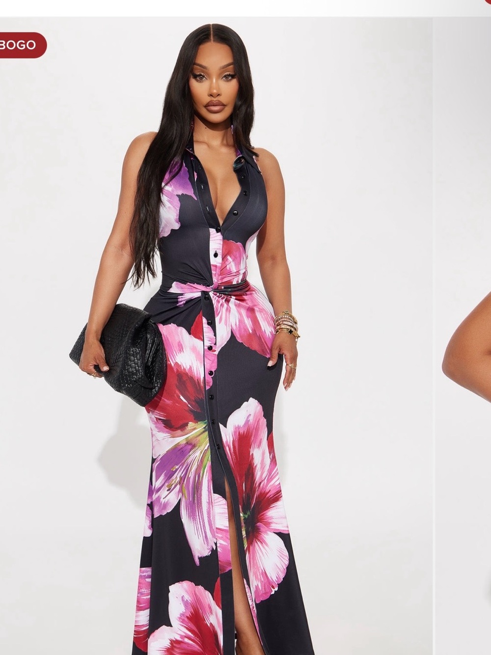 Fashion nova Lahaina halter Floral Maxi Dress